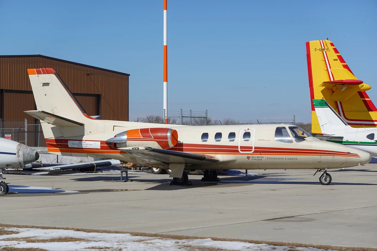 A Cessna Citation II at RRC Polytech’s Stevenson Campus in Winnipeg in 2025.