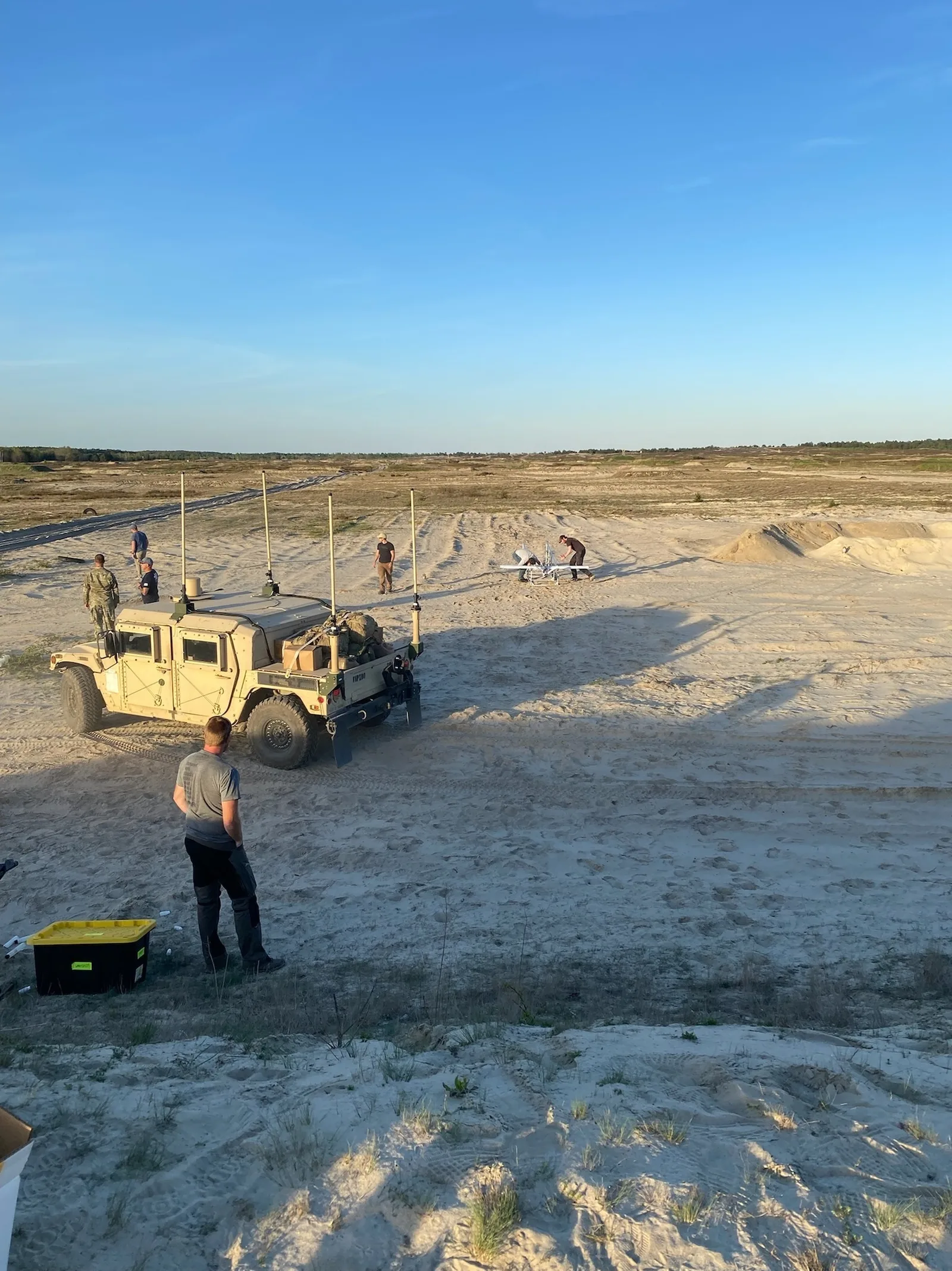 Ukrainian military personnel receive unmanned-aircraft training at a European site.