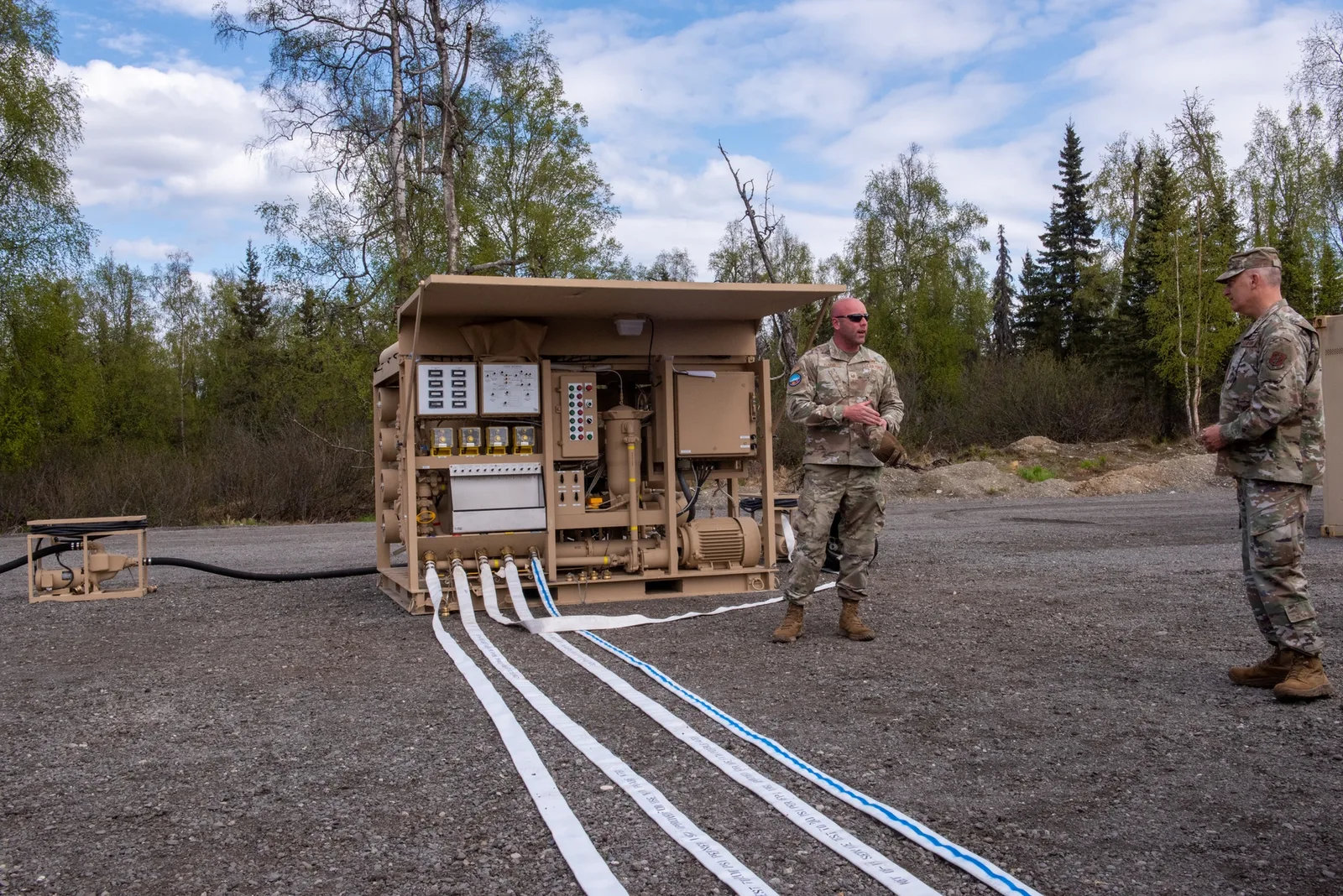 U.S. Air Force ROWPU-1500 reverse osmosis water purification unit demonstrated at Joint Base Elmendorf-Richardson, Alaska.